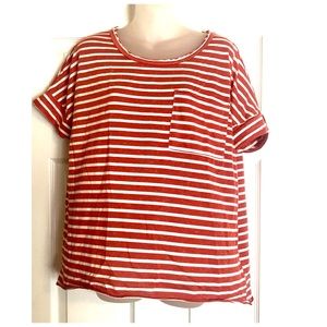 Umgee Red & White Striped oversized T-shirt with pocket